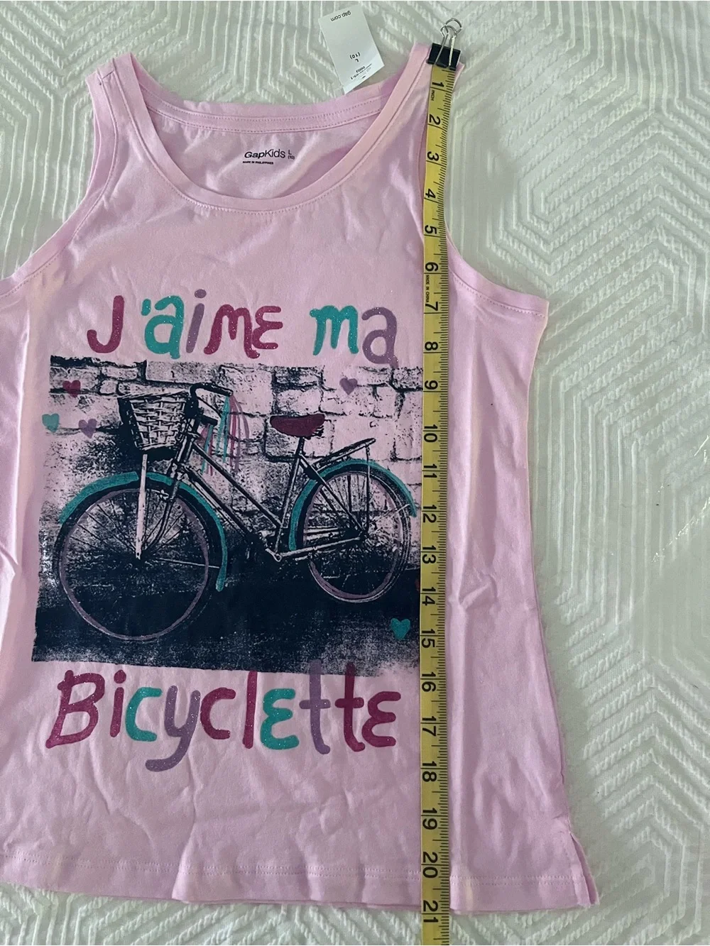 GAP Pink Tank Top with Teal & Purple Bicycle Graphic
